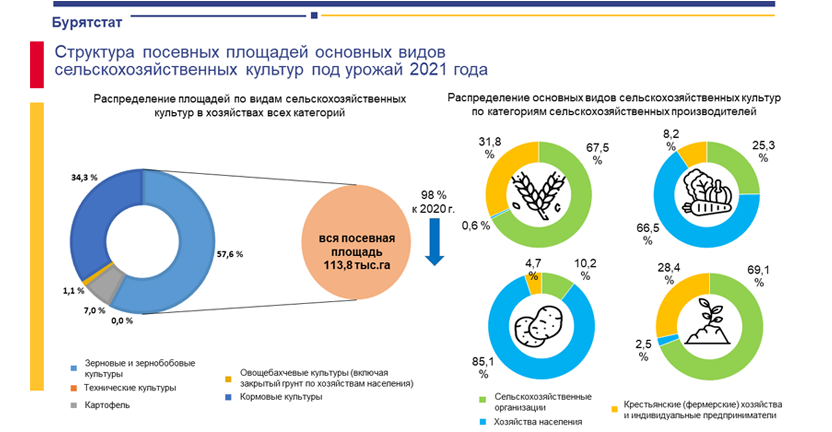 Посевные площади сельскохозяйственных культур под урожай 2021 года в Республике Бурятия